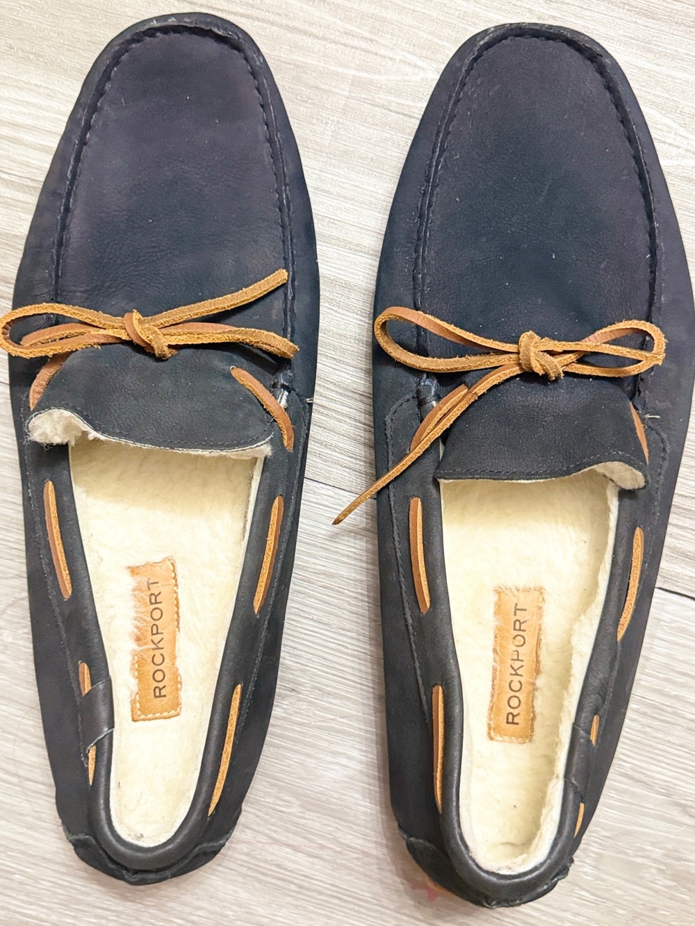 Rockport Men's Rhyder Tie Slipper Moccasins - Navy Suede